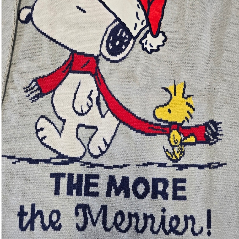 Peanuts Snoopy Christmas Sweater Kids L 14 16 The More The Merrier Knit - Picture 3 of 8